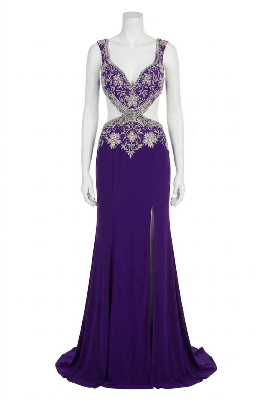 NEW ANGELA & ALISON sparkling prom dress in majestic purple